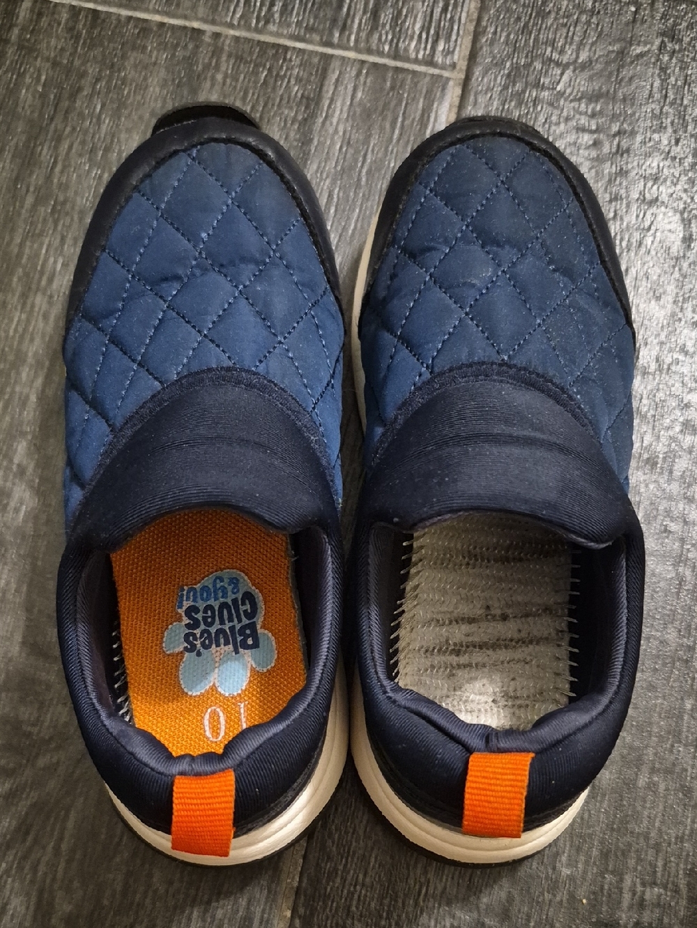 Blue Quilted Kids Slip-On Sneakers with Orange Heel Tab - Blue Clues & You